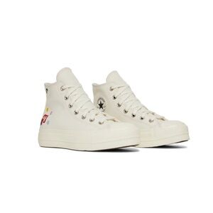 LIKE NEW Converse embroidered high top platform sneakers